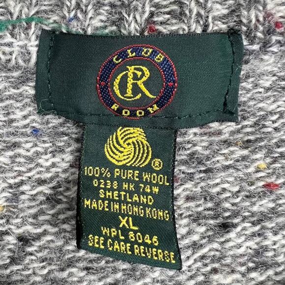Gray Red Blue Yellow Club Room Vintage Argyle 100% Wool Sweater Size XL - Picture 4 of 4